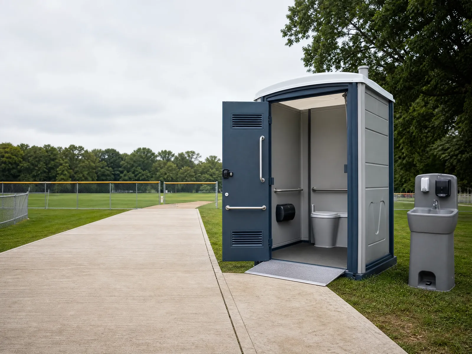 Trailer restrooms for comfort and privacy portable sanitation setup